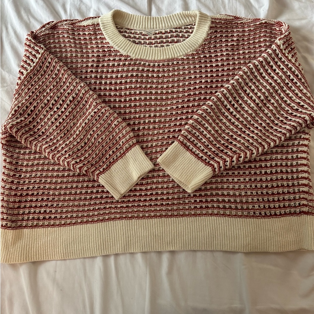 Old Navy Textured Knit Sweater - Cream and Brown